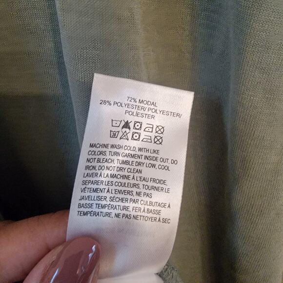 Lucky Brand Soft Green Longsleeve Notched Neck Sandwash Top XL Peasant Prairie‎ - Picture 15 of 16